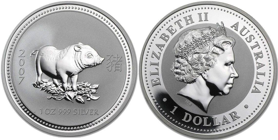 1 доллар 2007, год свиньи