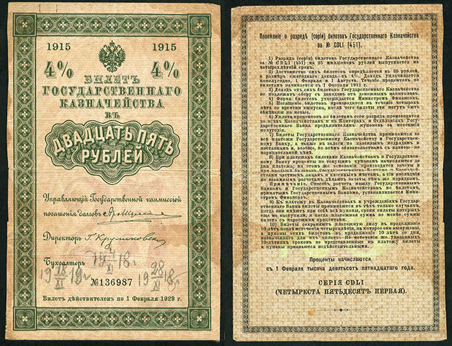 25 рублей 1915. 1908-1916 гг.
